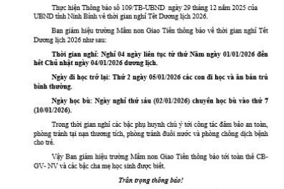 Thông báo nghỉ Tết Dương Lịch