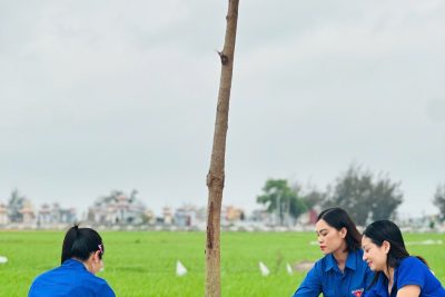 ĐOÀN VIÊN TRƯỜNG MẦM NON GIAO TIẾN HƯỞNG ỨNG NGÀY 26/3 BẰNG HOẠT ĐỘNG LAO ĐỘNG, VỆ SINH MÔI TRƯỜNG